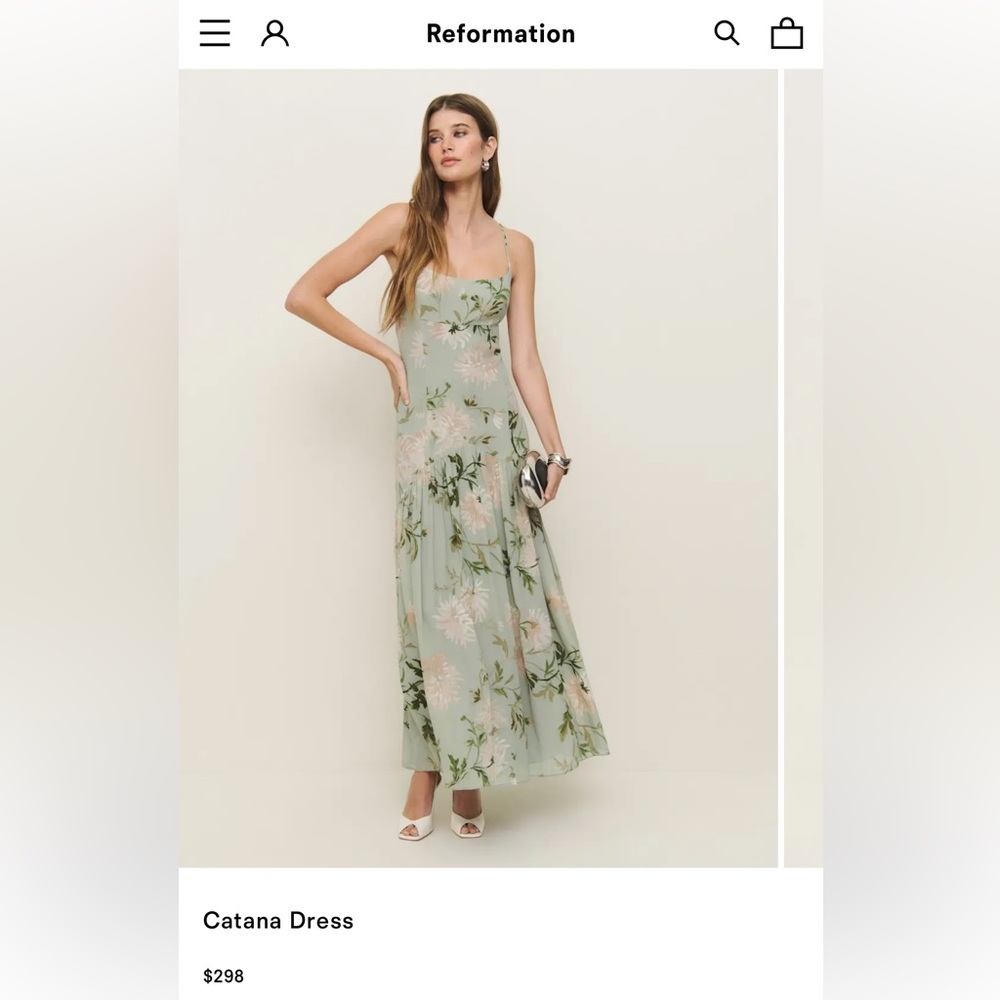 Reformation Mint Green Floral Maxi Dress